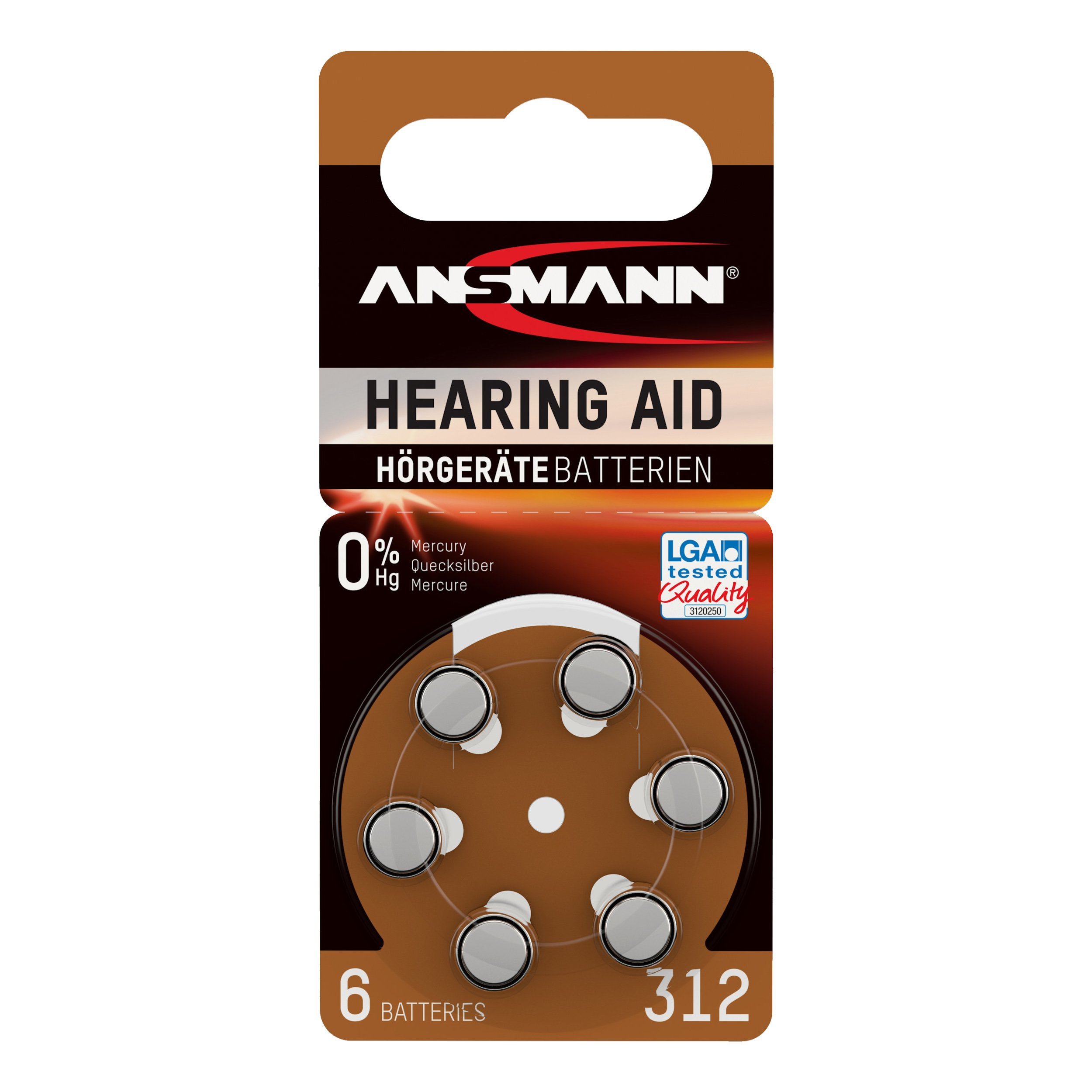 ANSMANN Hearing Aid Battery Size 312 Zinc Air 1.4V 6 Pack ...