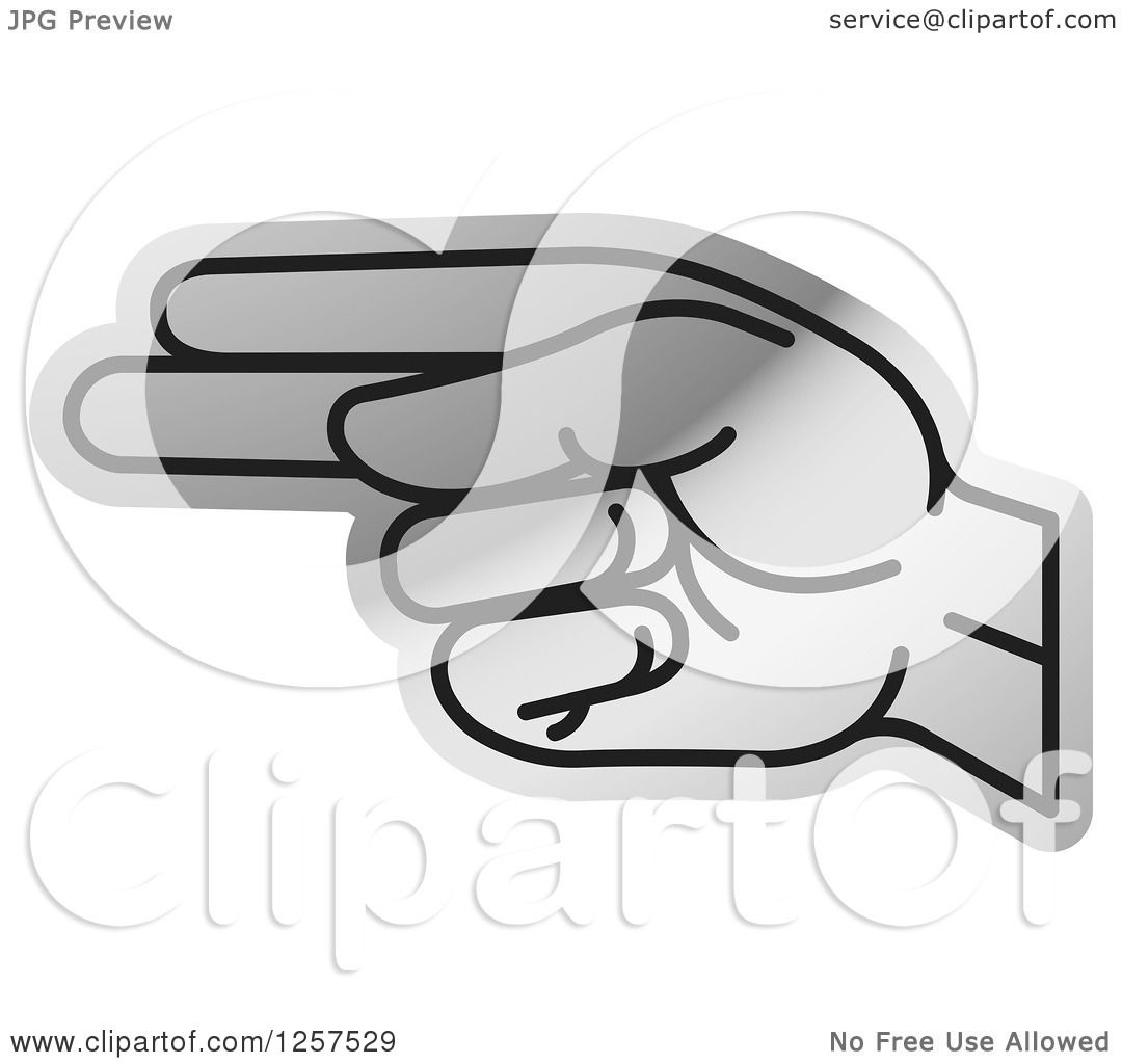 Clipart of a Silver Sign Language Hand Gesturing Letter H ...