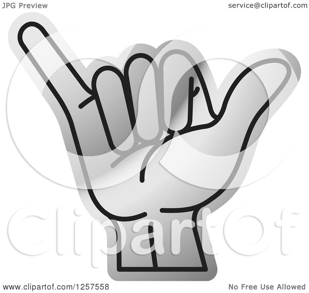 Clipart of a Silver Sign Language Hand Gesturing Letter Y ...