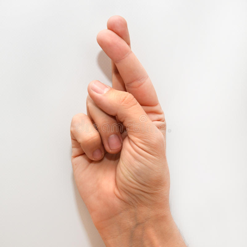 Letter R In American Sign Language (ASL) Stock Photo
