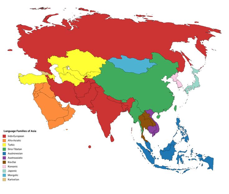 Map : Language Families of Asia