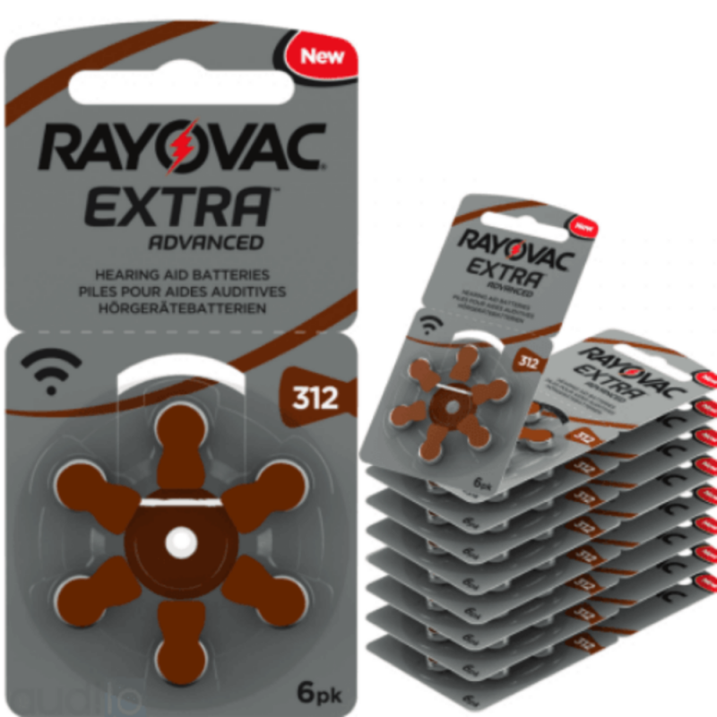 Pack of 10 Packets of 6 Rayovac 312 Hearing Aid Batteries (B