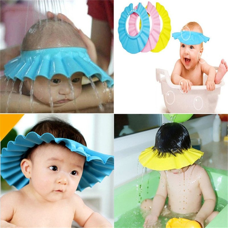 Soft Adjustable Baby Shower Cap Prevent Water Into Ear ...