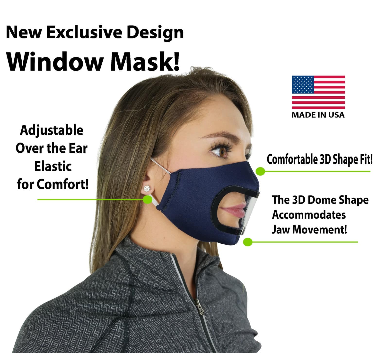 Window Face Mask Transparent Clear Face Mask with Detachable